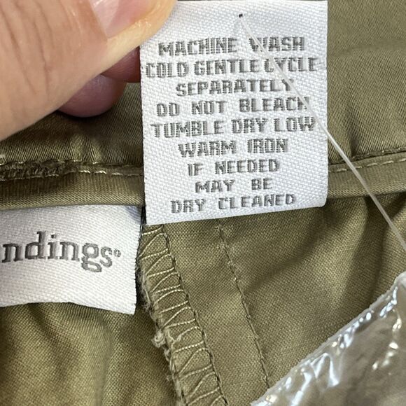 New Soft Surrounding Khaki Pants Crochet‎ Covered Button Ankle Straight Sz TXL - Picture 8 of 13